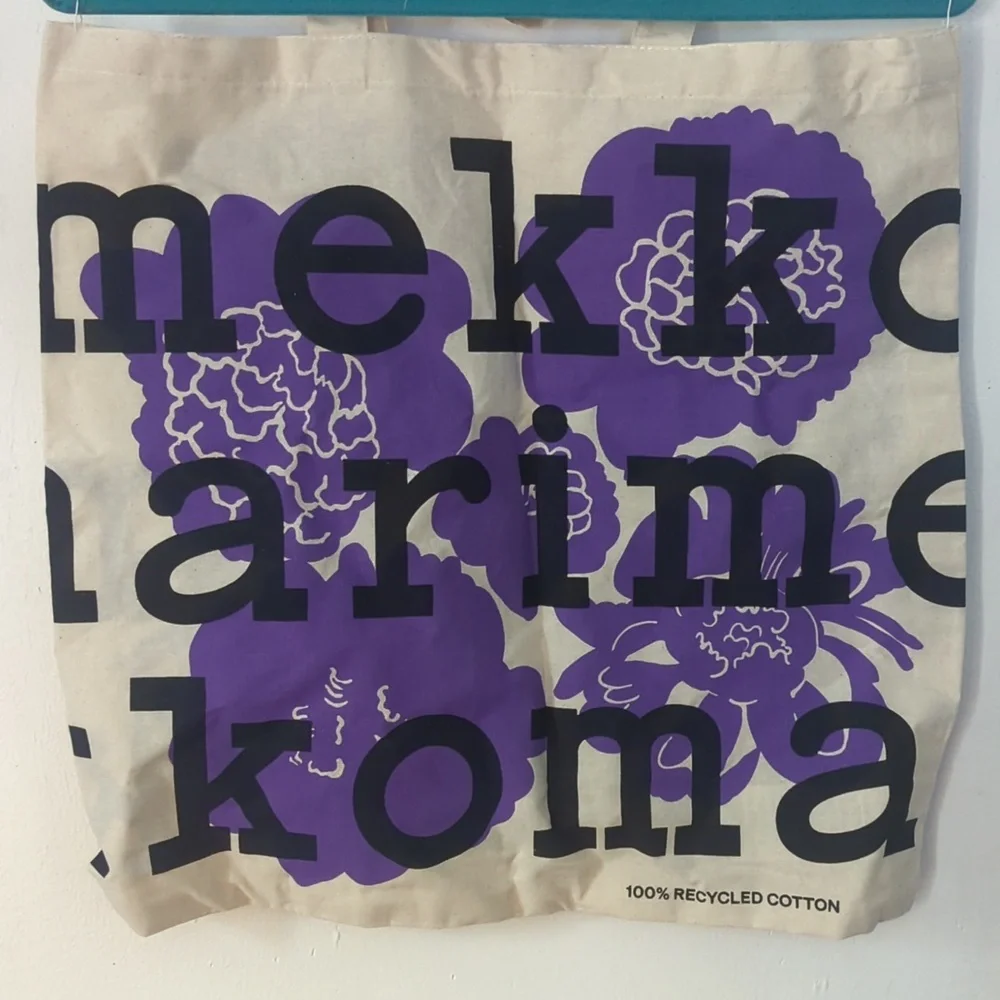 Brand New Marimekko Beige and Purple Floral Tote - Picture 2 of 4